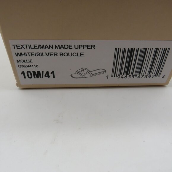 Bcbgeneration White Silver Woven Slide Sandals With Buckle 10M NEW - Picture 2 of 8